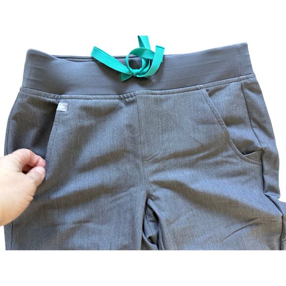 NWT FIGS gray w green drawstring Zamora joggers scrub pants sz XXS nurse medical - Picture 2 of 9